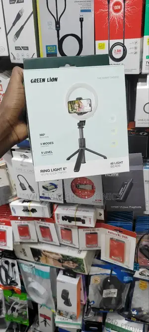 Portable Greenlion Ringlight 6"/Foldable Legs Selfie Stick