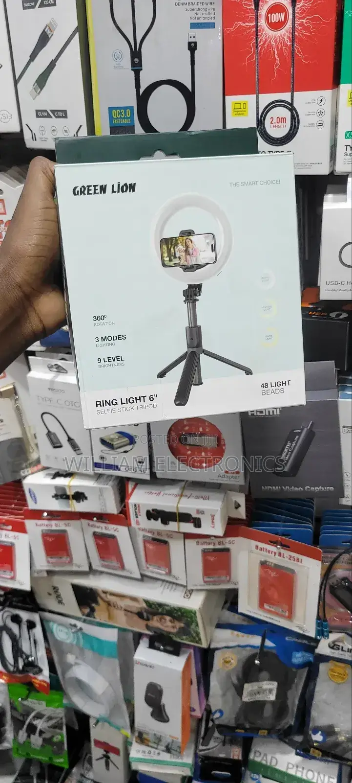 Portable Greenlion Ringlight 6"/Foldable Legs Selfie Stick