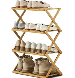 4 Tier Bamboo Wooden Foldable Shoe Rack