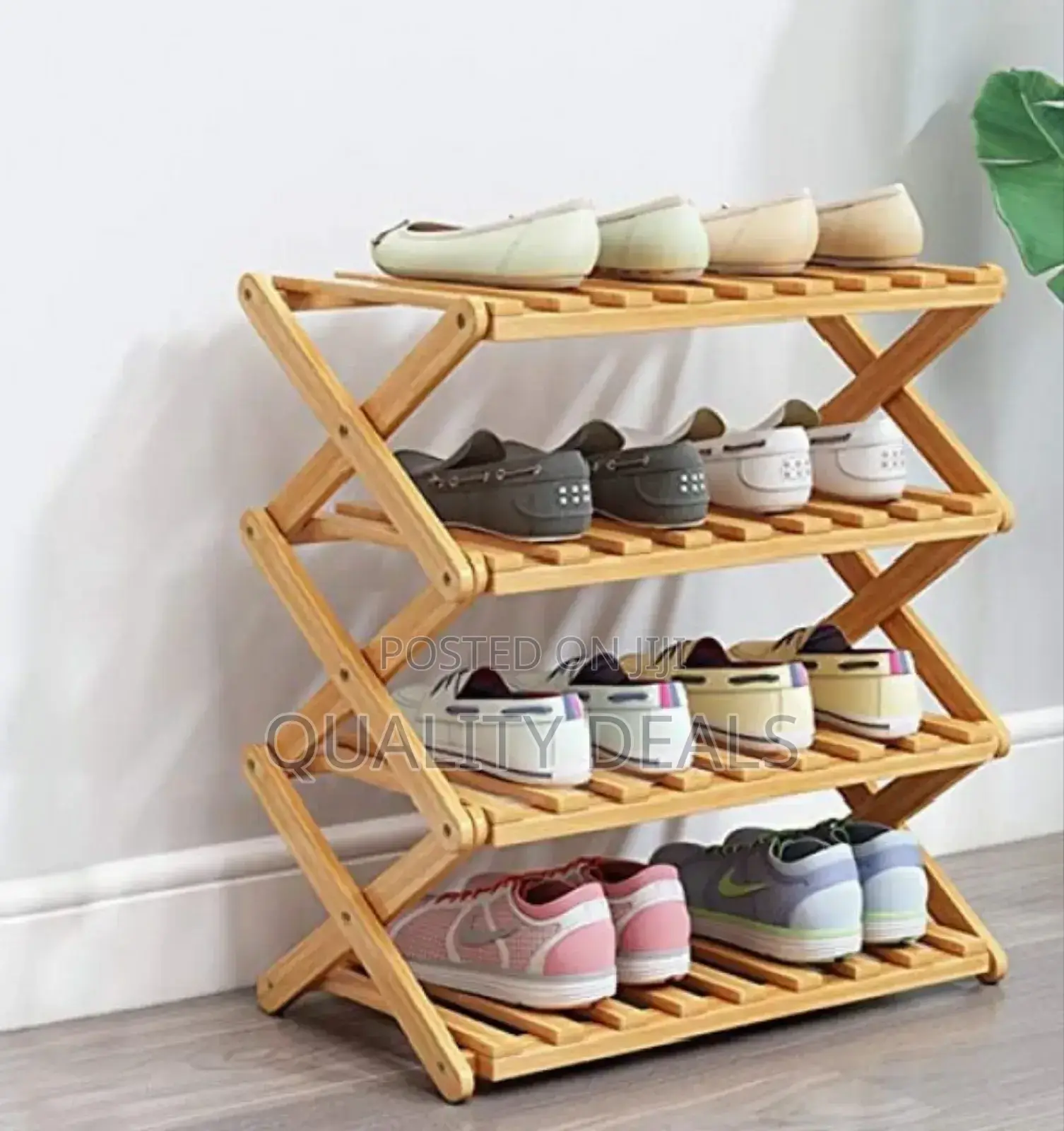 Bamboo Wooden Foldable Shoe Rack