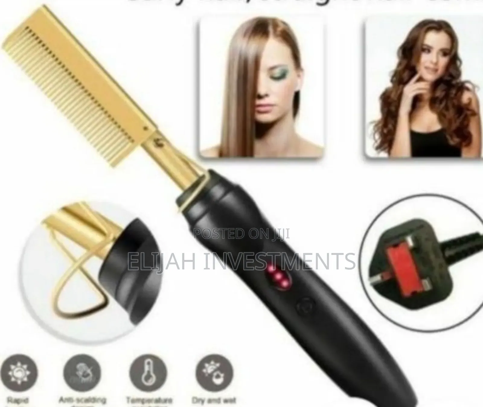 Classy Black and Gold Electric Hair Straightener