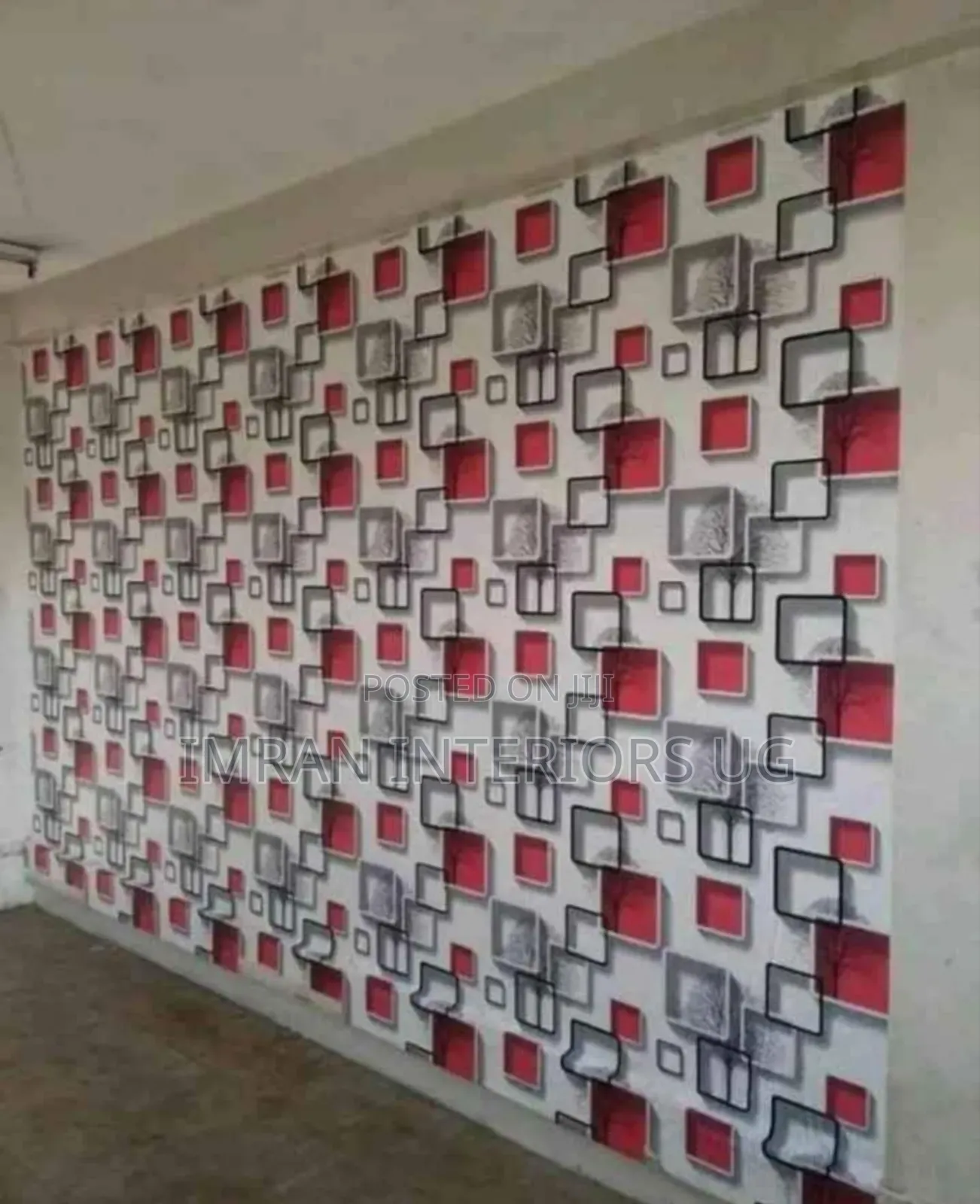 Red and White Colored Wallpaper Per Square Meter.