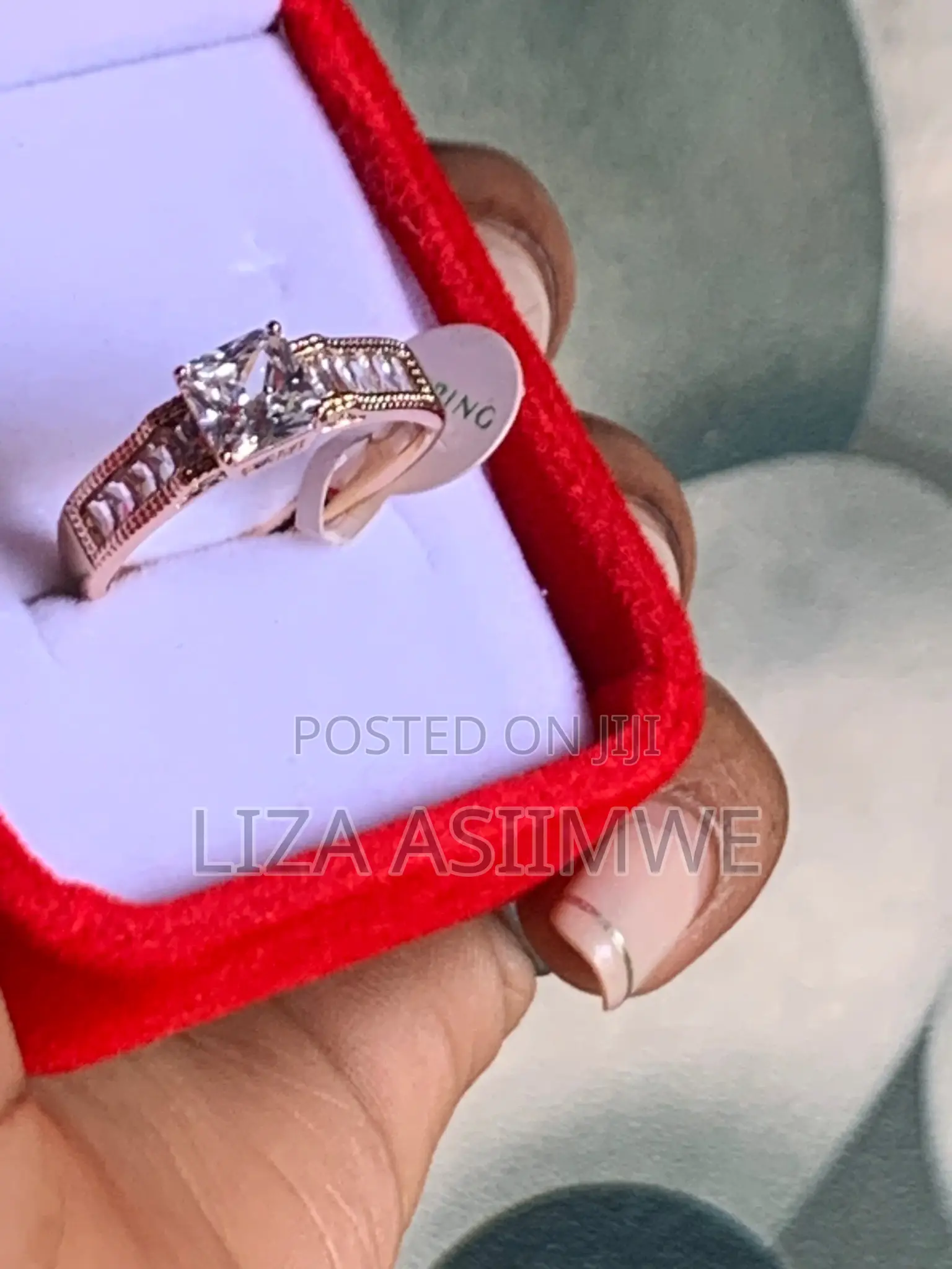 Princess Cluster Rose Gold Engagement Ring