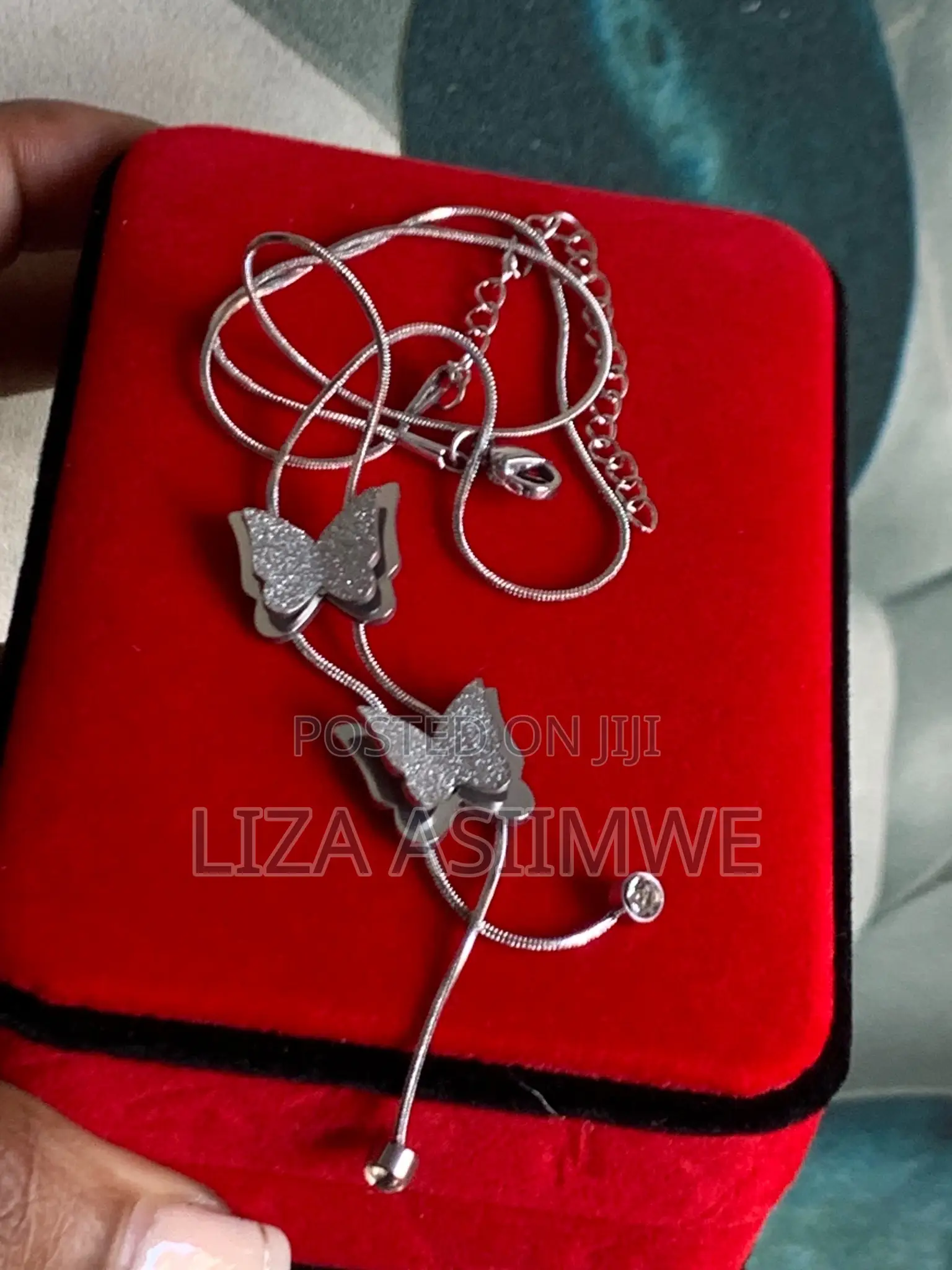 2 Layer Silver Butterfly Necklace