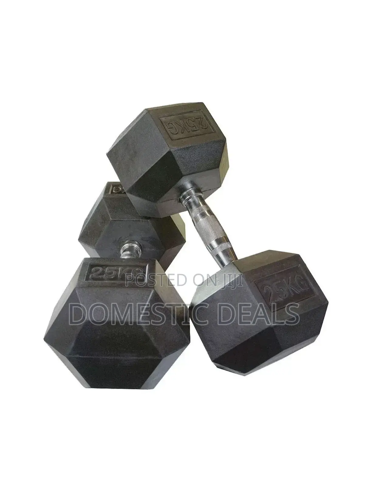 25kg Pair of Hex Black Dumbells