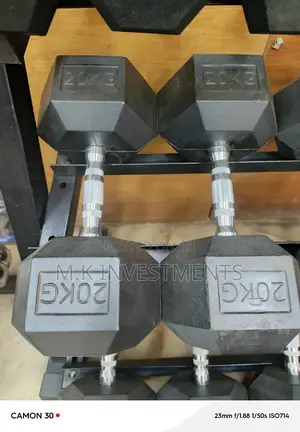 Photo - 20kg Pair of Hex Dumbells
