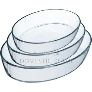 3pcs of Glass Baking Dishes Set Oval Baking Bowls