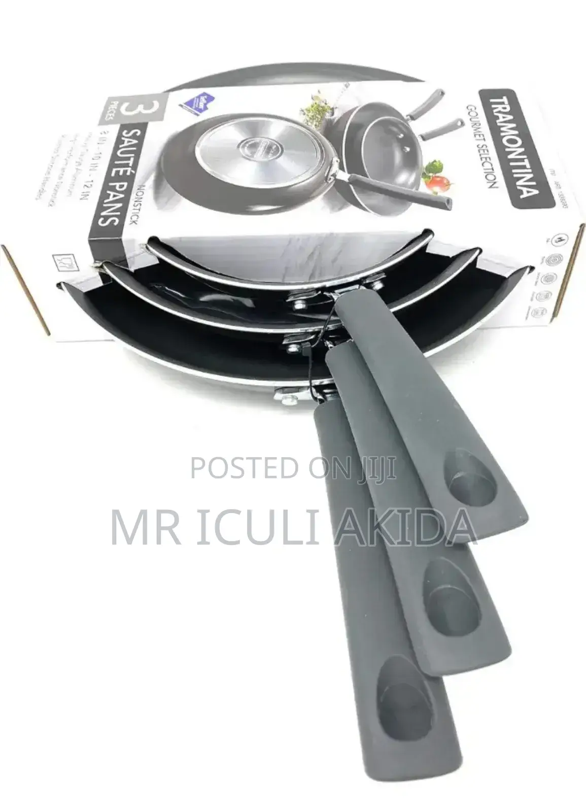 20/24/28cm 3pcs Non-Stick Saute Silicone Handle Frying Pans