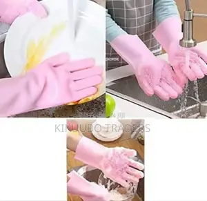 A Pair of Scrubbing, Dishwashing, Cleaning Silicone Gloves