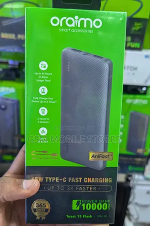 Oraimo Toast 15 Flash 10000mah Fast Charging Power Bank