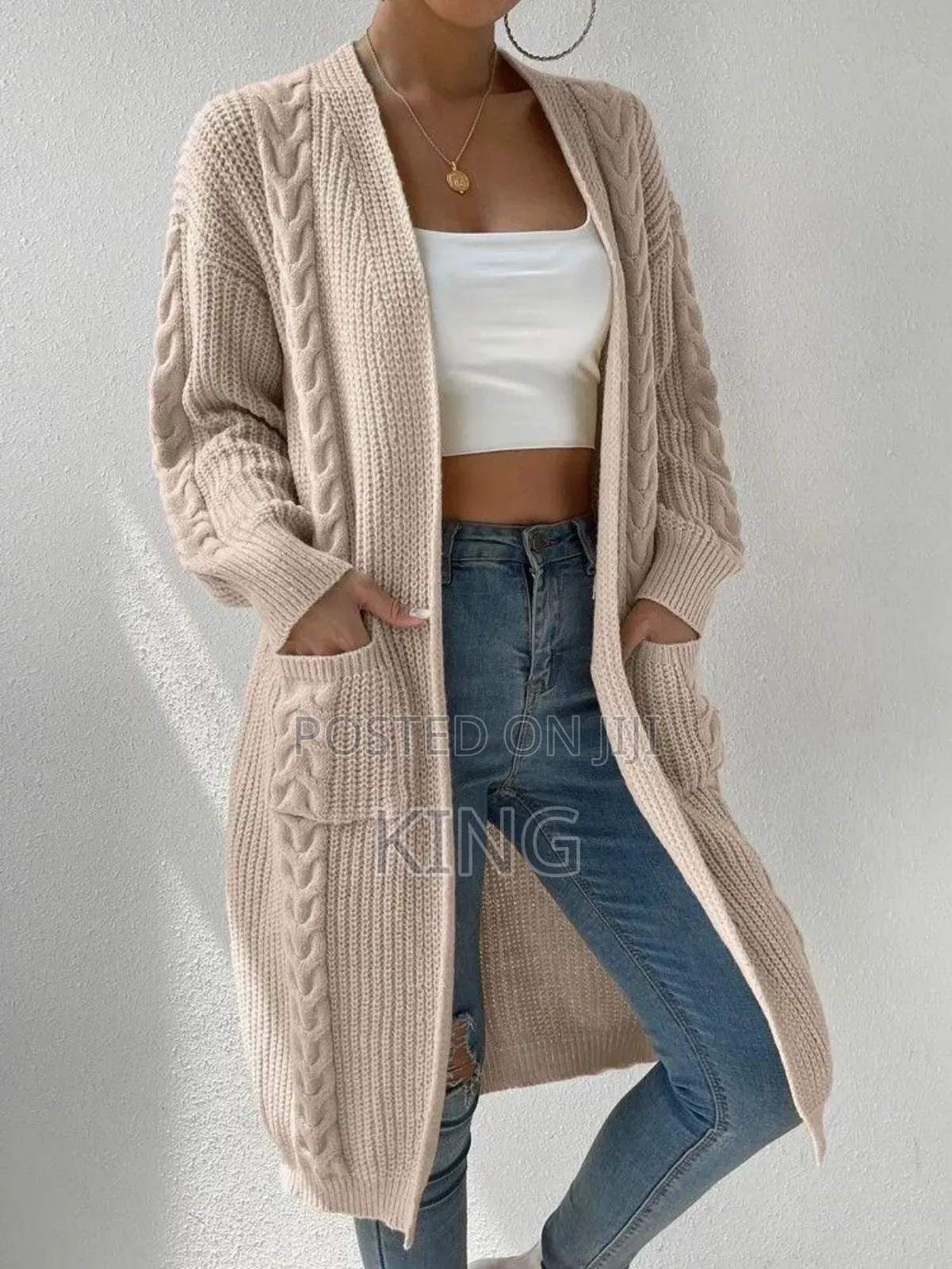 Top Drop Shoulder Long Sleeved Cardigan