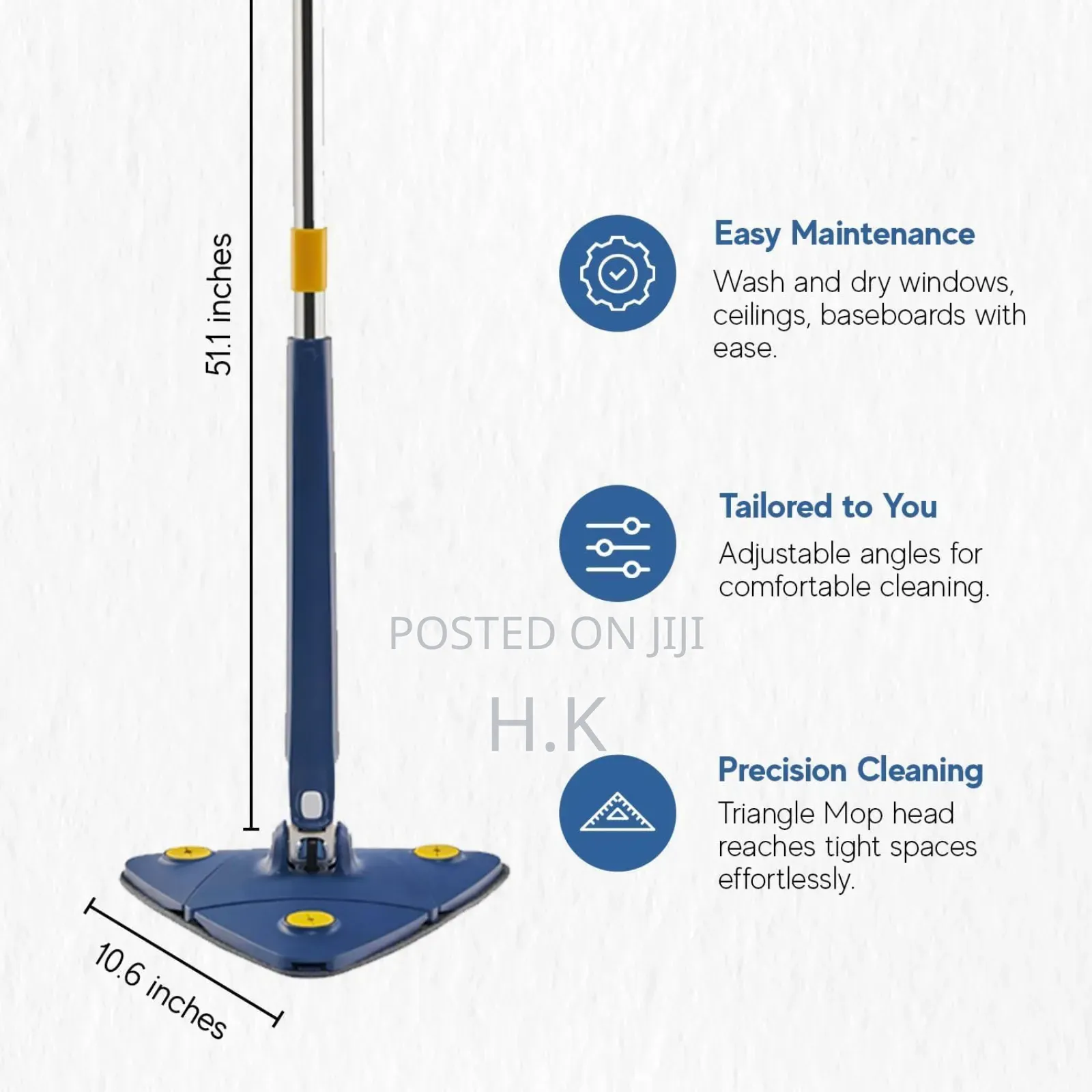 DIUS 360 Triangle Rotatable Microfiber Mop