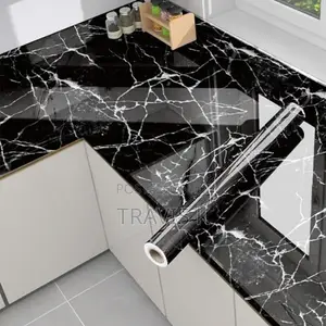 Self Adhesive Black Marble Kitchen Wallpaper