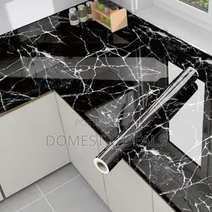 Self Adhesive Black Marble Kitchen Wallpaper