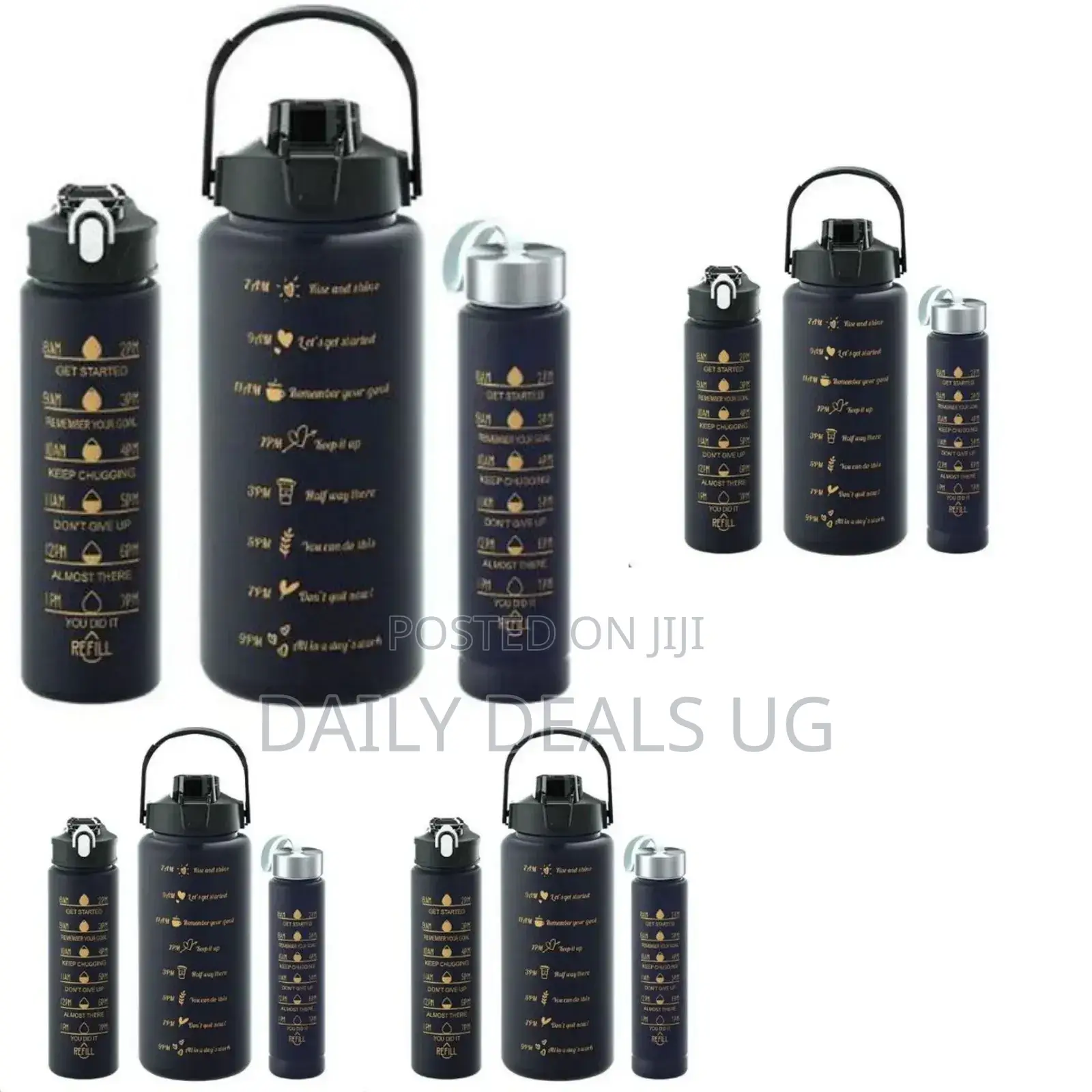 Black Sports Water Bottle Set