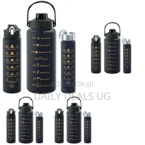 Black Sports Water Bottle Set