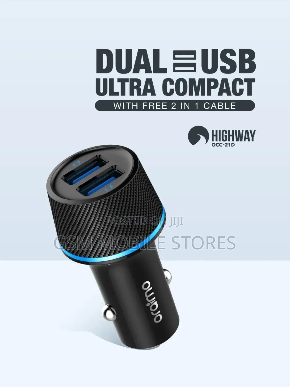 Oraimo Highway 10.5W Dual Ports Car Charger Adapter