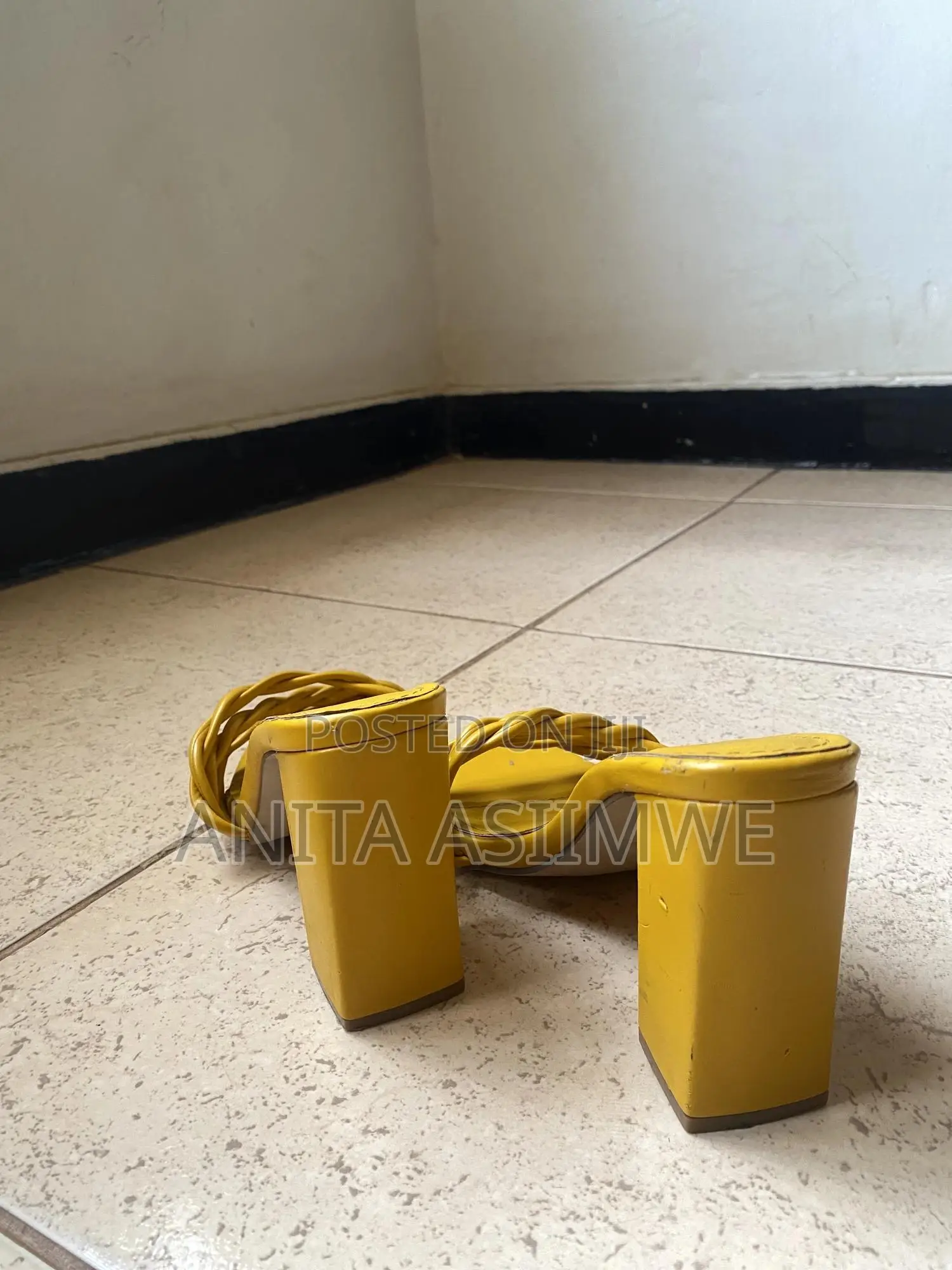 Yellow Block Heels