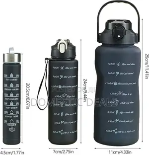 3pcs Black Water Bottle Set