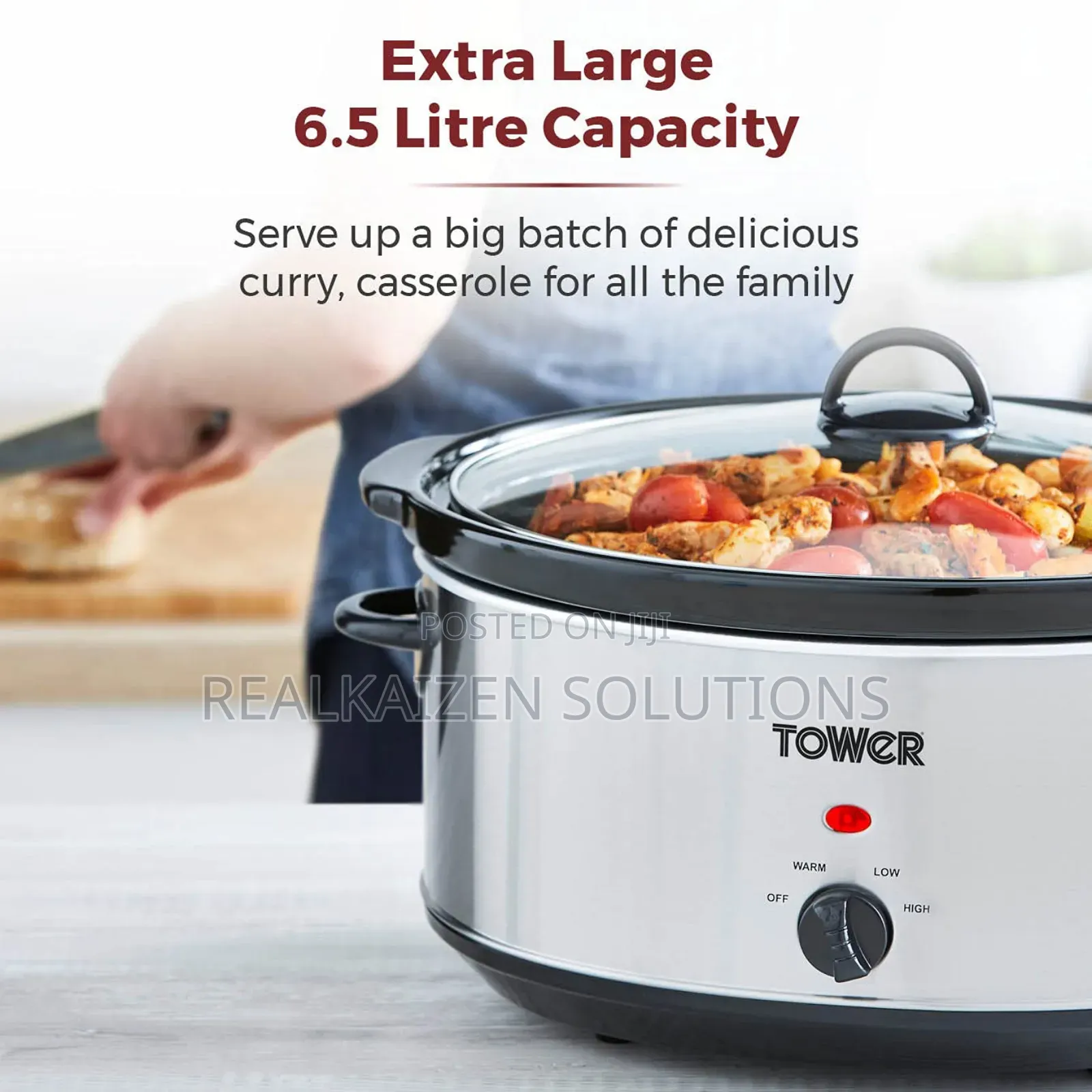 UK TOWER 6.5 Litre Stainless Steel Slow Cooker With
300w