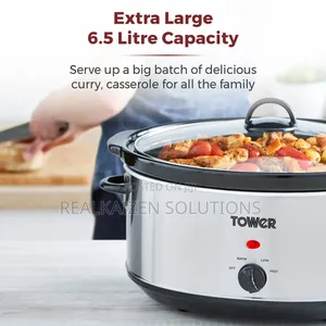 UK TOWER 6.5 Litre Stainless Steel Slow Cooker With
300w