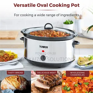 UK TOWER 6.5 Litre Stainless Steel Slow Cooker With
300w