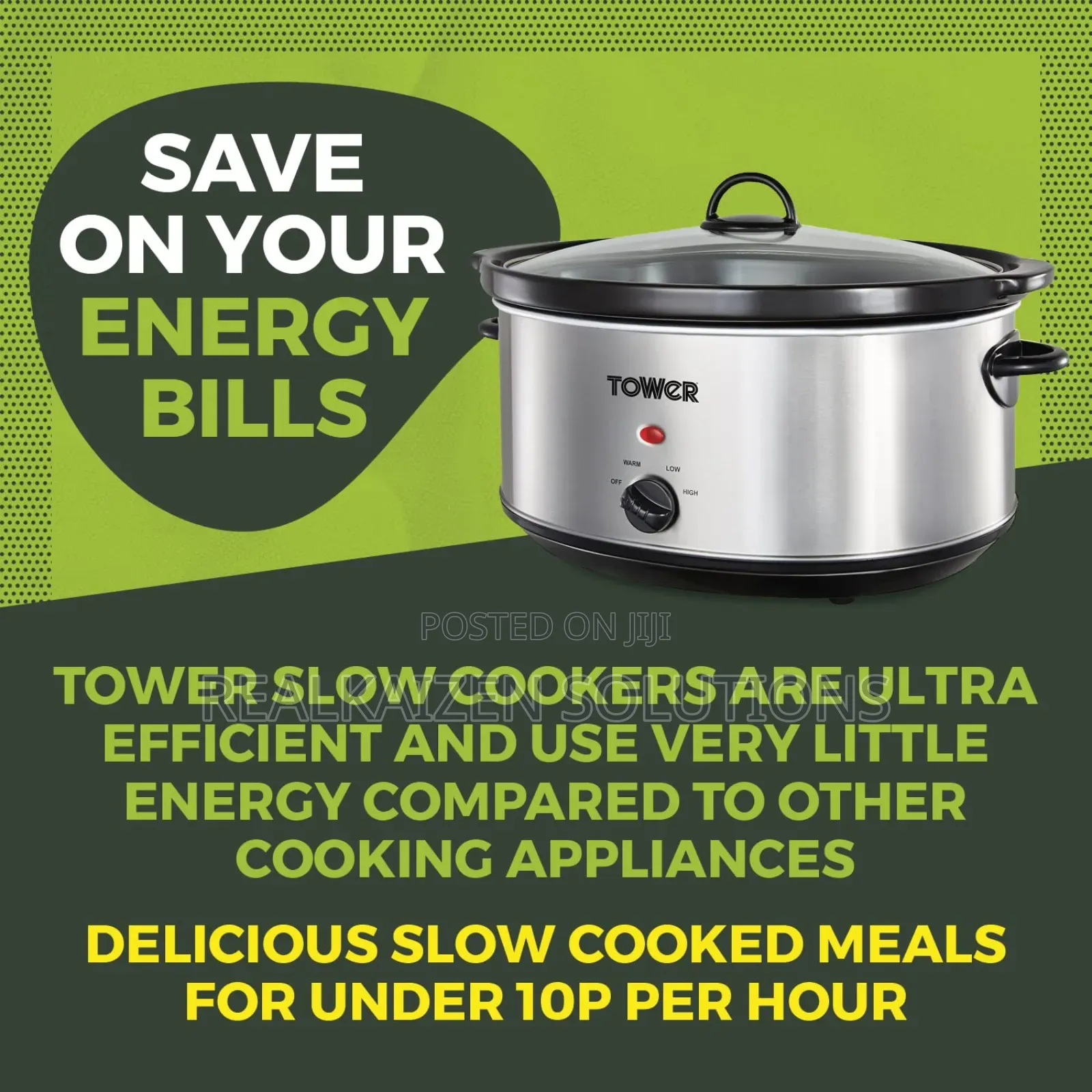 UK TOWER 6.5 Litre Stainless Steel Slow Cooker With
300w