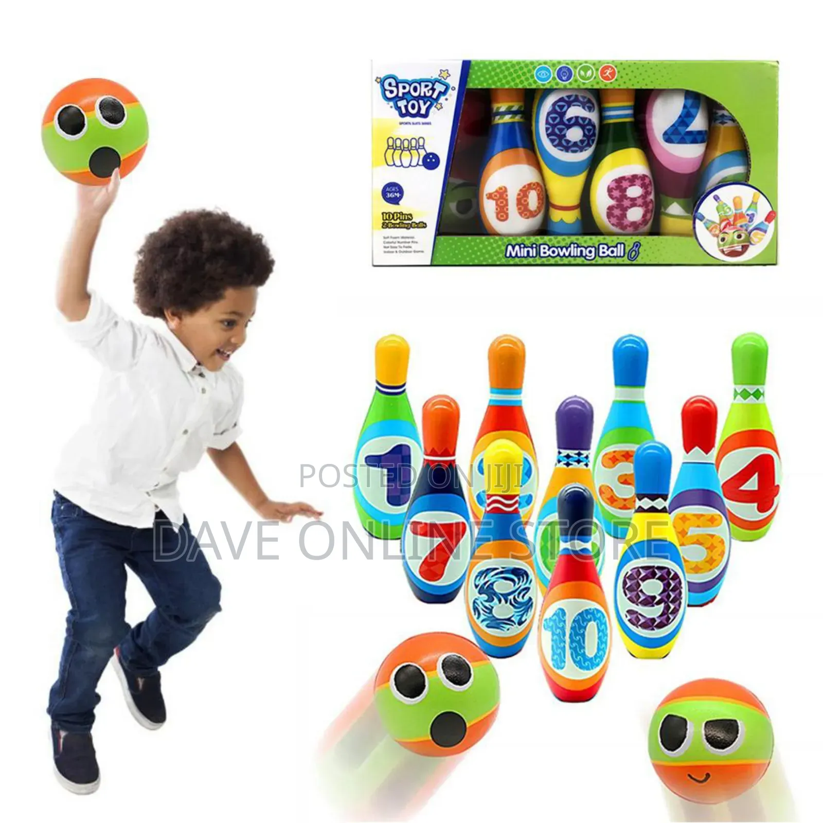 Kids Bowling Set, 10 Pins 2 Balls Bowling Pins and Balls,