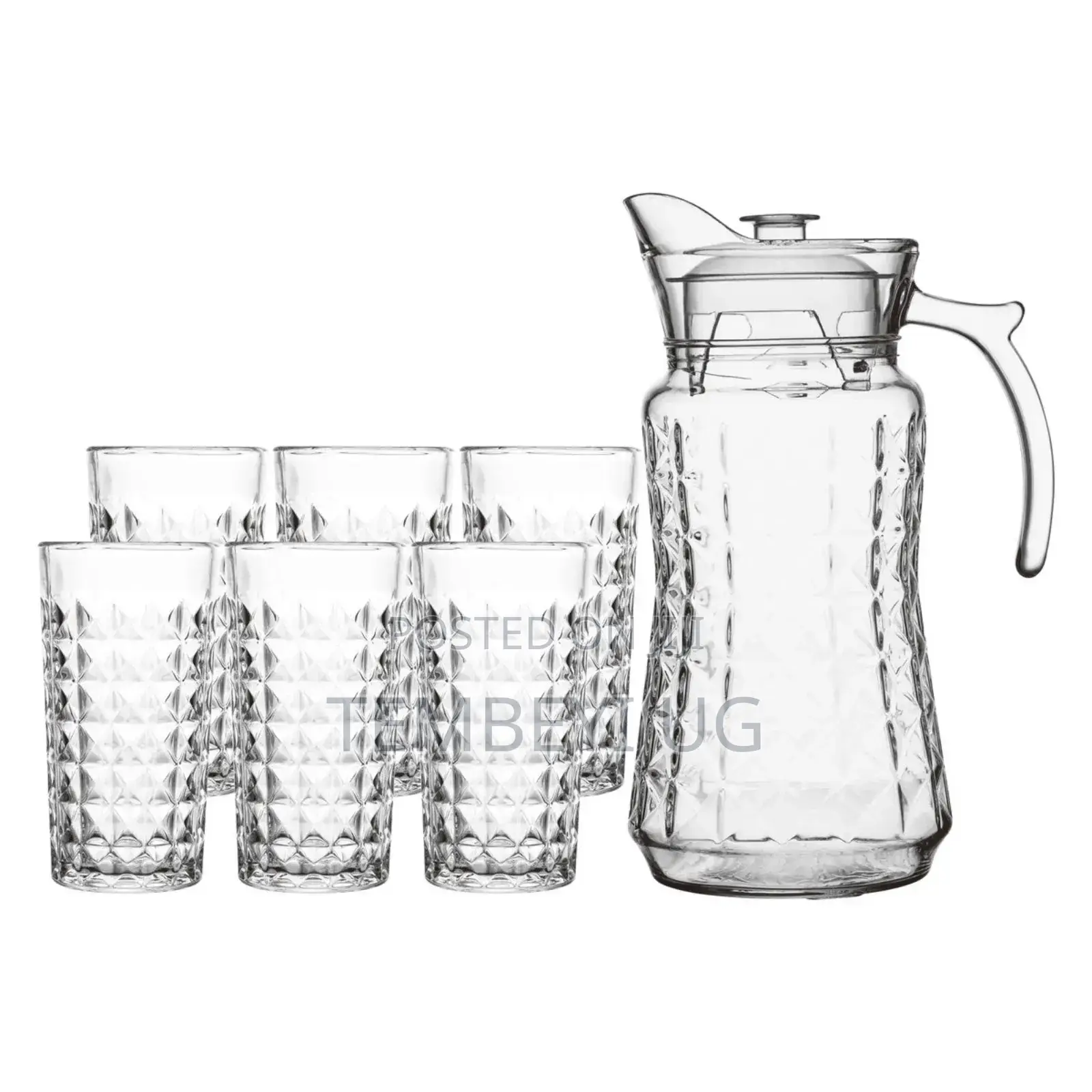 Water Set. Set of 6 Glasses and Pitcher, Serving Jug