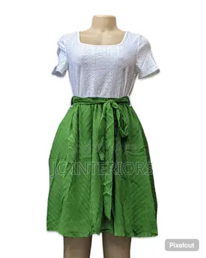 White Top , Green Skirt