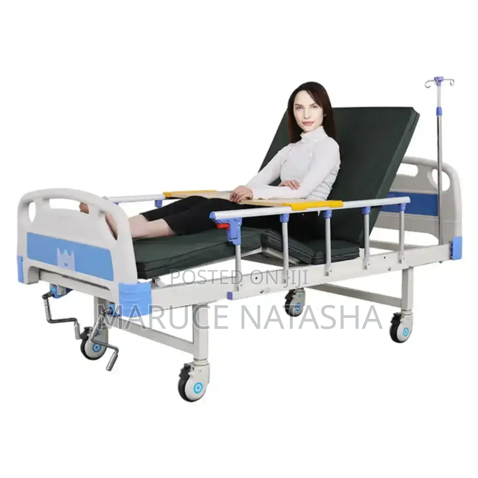 Manual Double Crank Patient's Bed With a Mattress