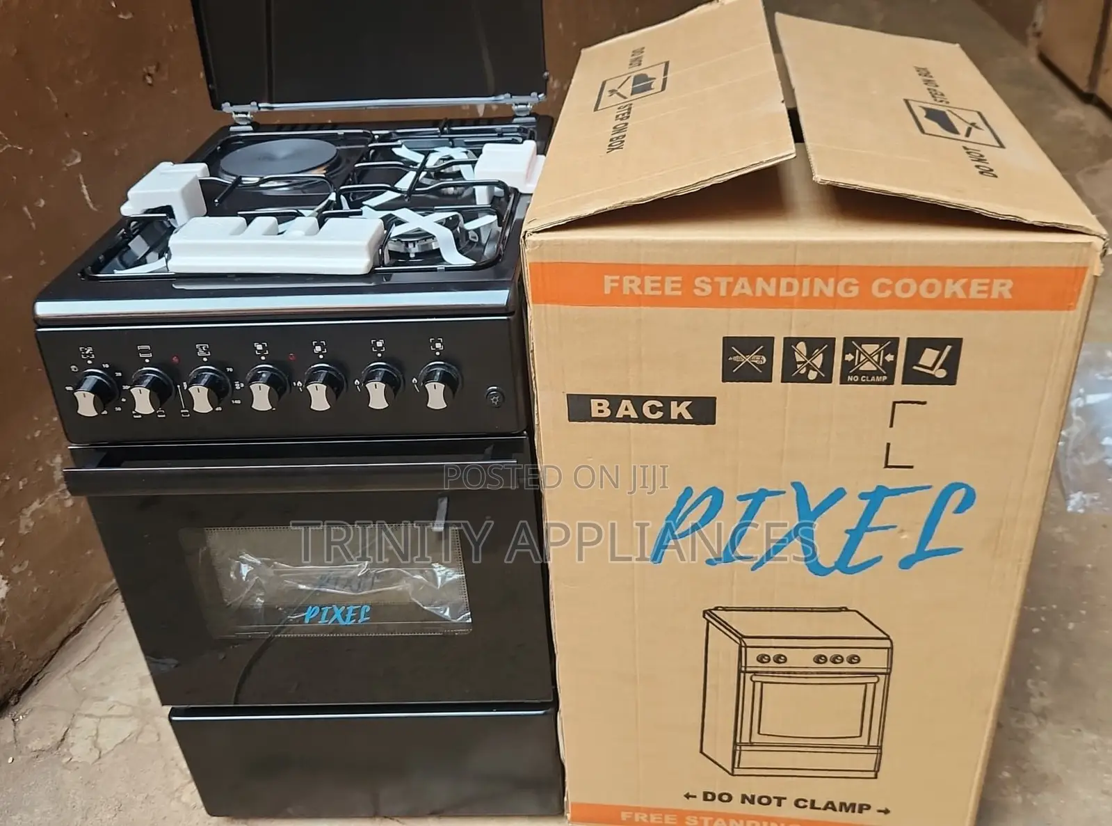 Pixel 50x60cm Cooker Electric Oven 3 Gas Burners 1 Hotplate