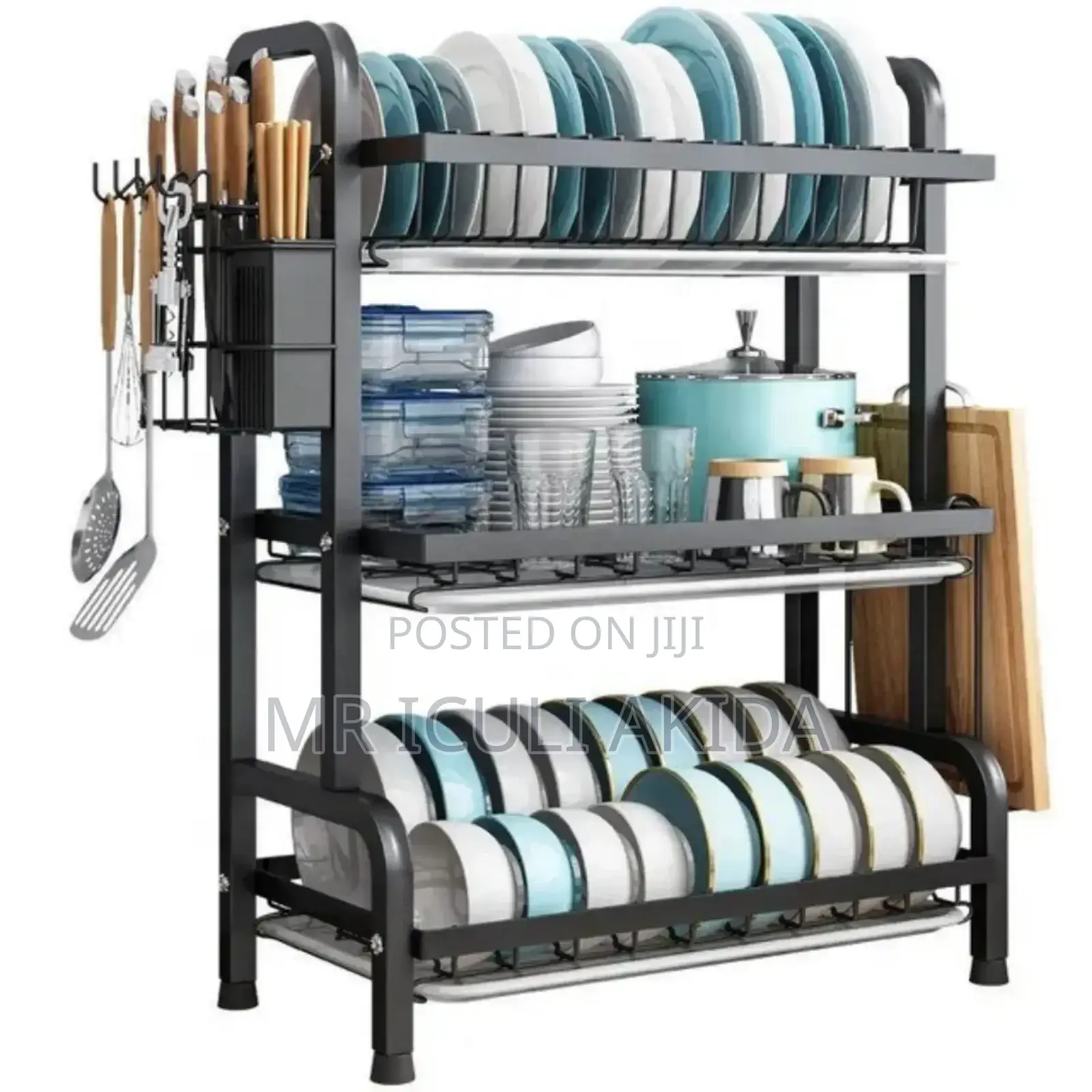 3tier Over the Sink Dish,Bowl Draining Rack WTH Knives Shelf