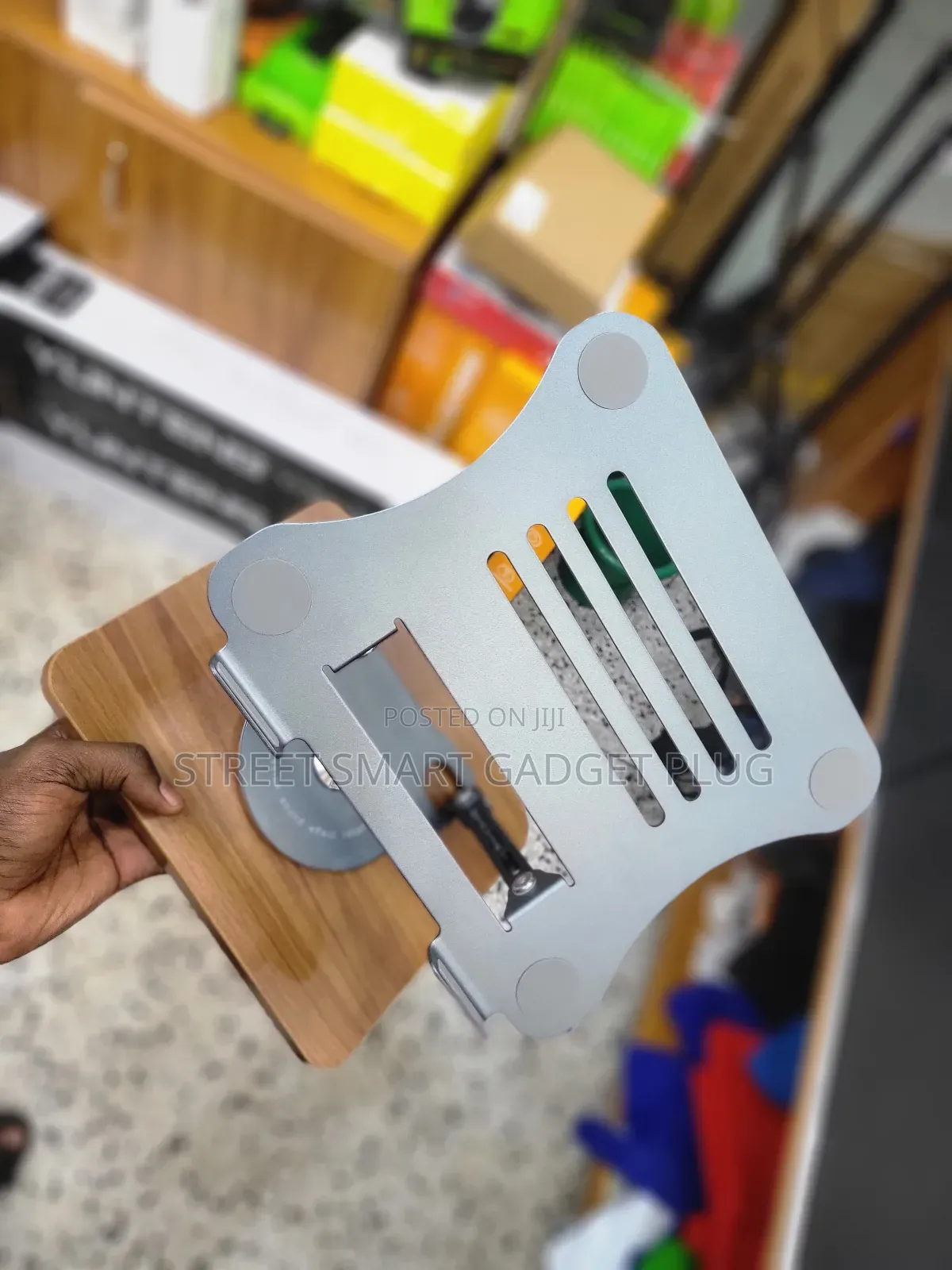 Laptop Stand Wood Curved Base