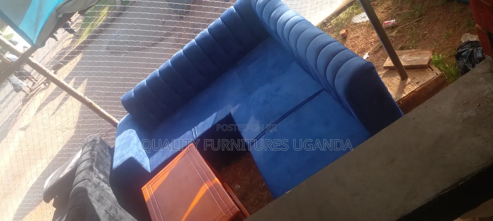 Blue L Sofa Set