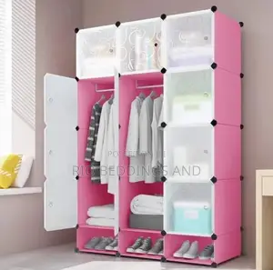 Plastic Wardrobe Three Columns and Shoe Rack