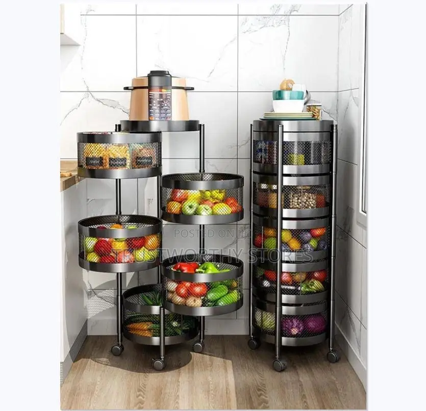 360° Rotating Trolley Storage Rack - 5 Tiers