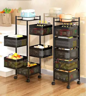 360° Rotating Trolley Storage Rack - 5 Tiers