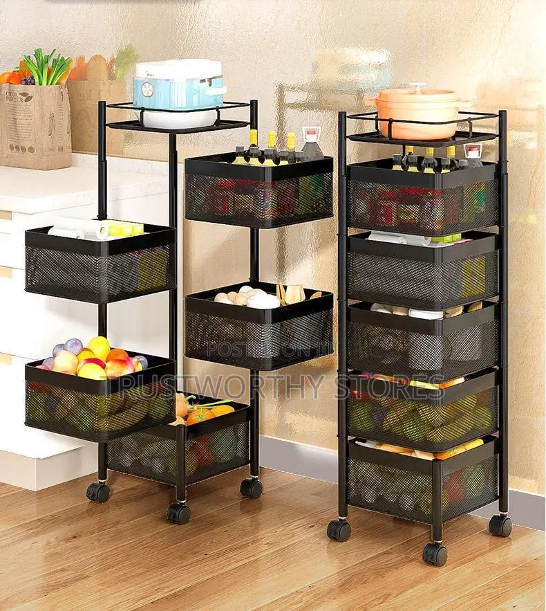 360° Rotating Trolley Storage Rack - 5 Tiers