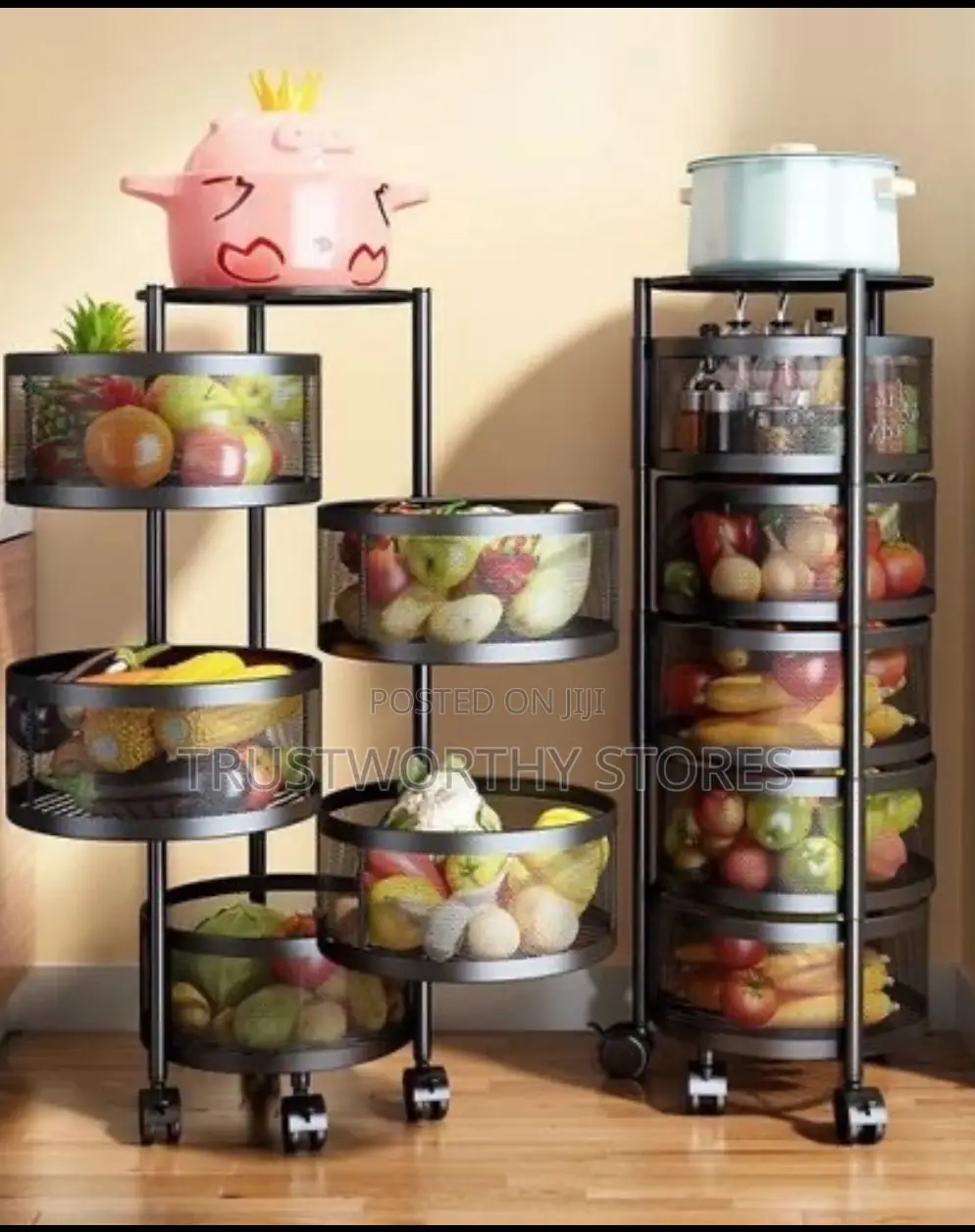 360° Rotating Trolley Storage Rack - 5 Tiers