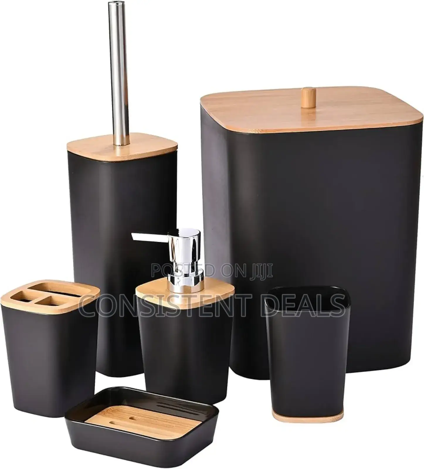 6pcs Bamboo Bathroom Accessories