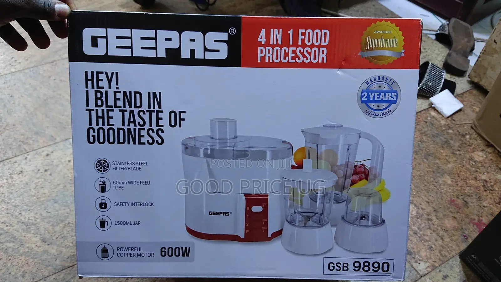 GEEPAS 4N1 Food Processor With 2 Year Warranty GSB9890