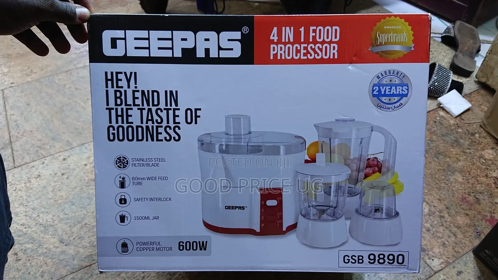 GEEPAS 4N1 Food Processor With 2 Year Warranty GSB9890