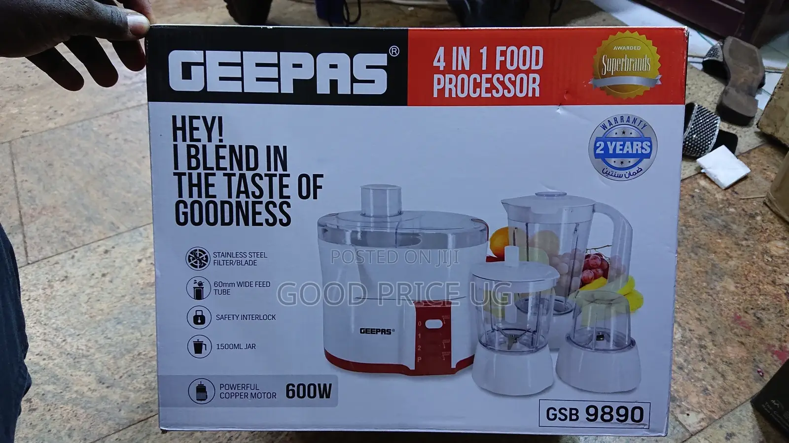 GEEPAS 4N1 Food Processor With 2 Year Warranty GSB9890
