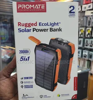 Promate (5 in 1) 20000mah Solar Power Bank