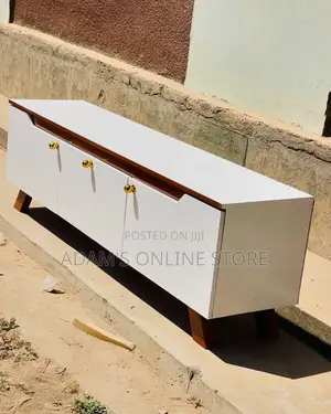 Tv Stand / Television  Stand in White and Brown Legs