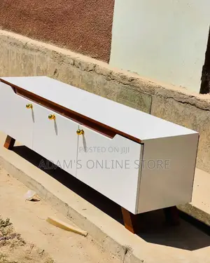 Tv Stand / Television  Stand in White and Brown Legs