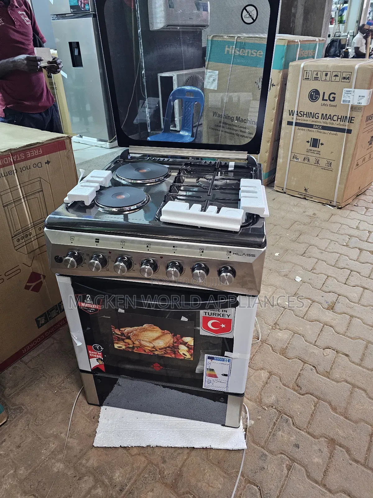 Klass 60*60cm Cooker, 2 Gas Burner 2 Hotplate,Electric Oven
