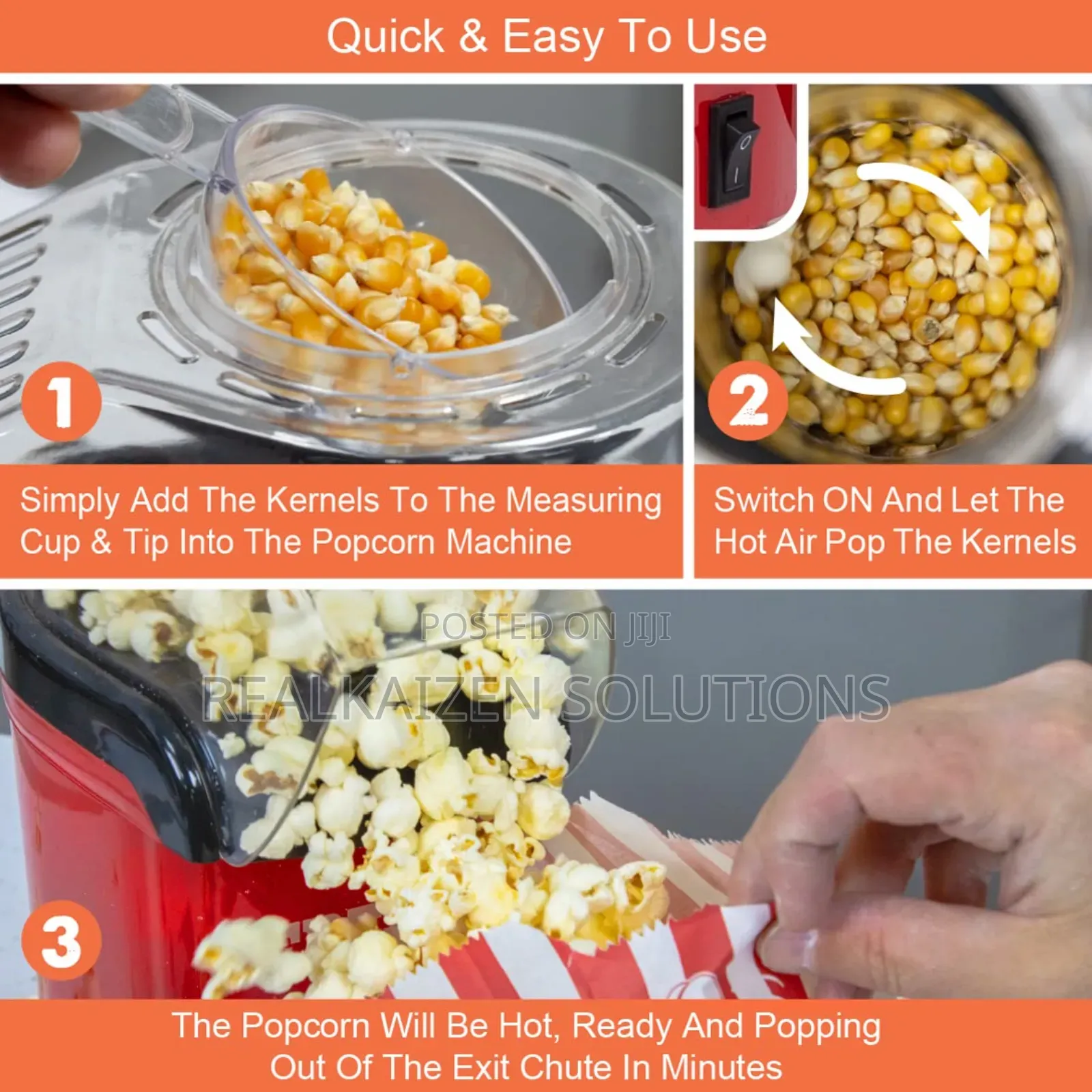 Oil Free Hot Air Electric Retro Design Mini Popcorn Maker