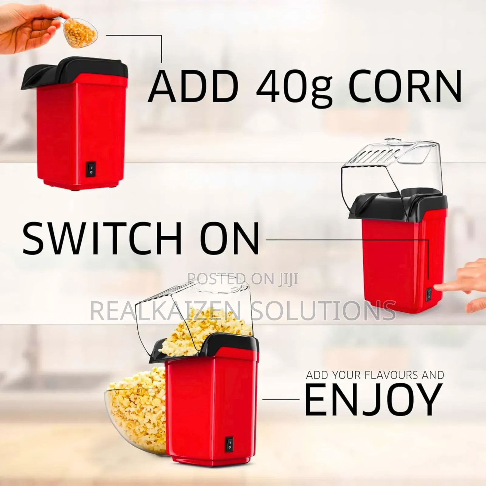 Oil Free Hot Air Electric Retro Design Mini Popcorn Maker